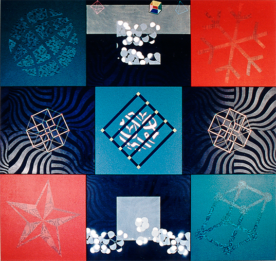 Messengers 1995  acryl op linnen en hout 320 x 300 cm